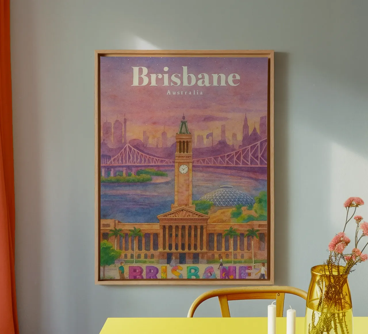 Brisbane, Australië Verbeelding schilderen canvas met Baklijst van onestar