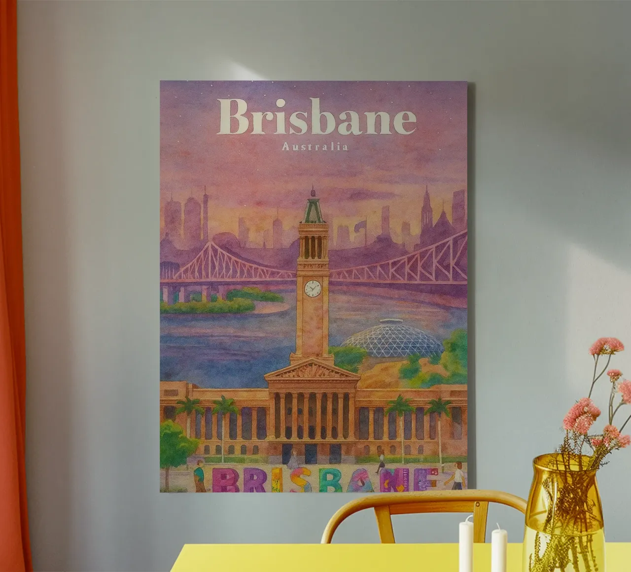 Brisbane, Australië Verbeelding schilderen canvas met Baklijst van onestar