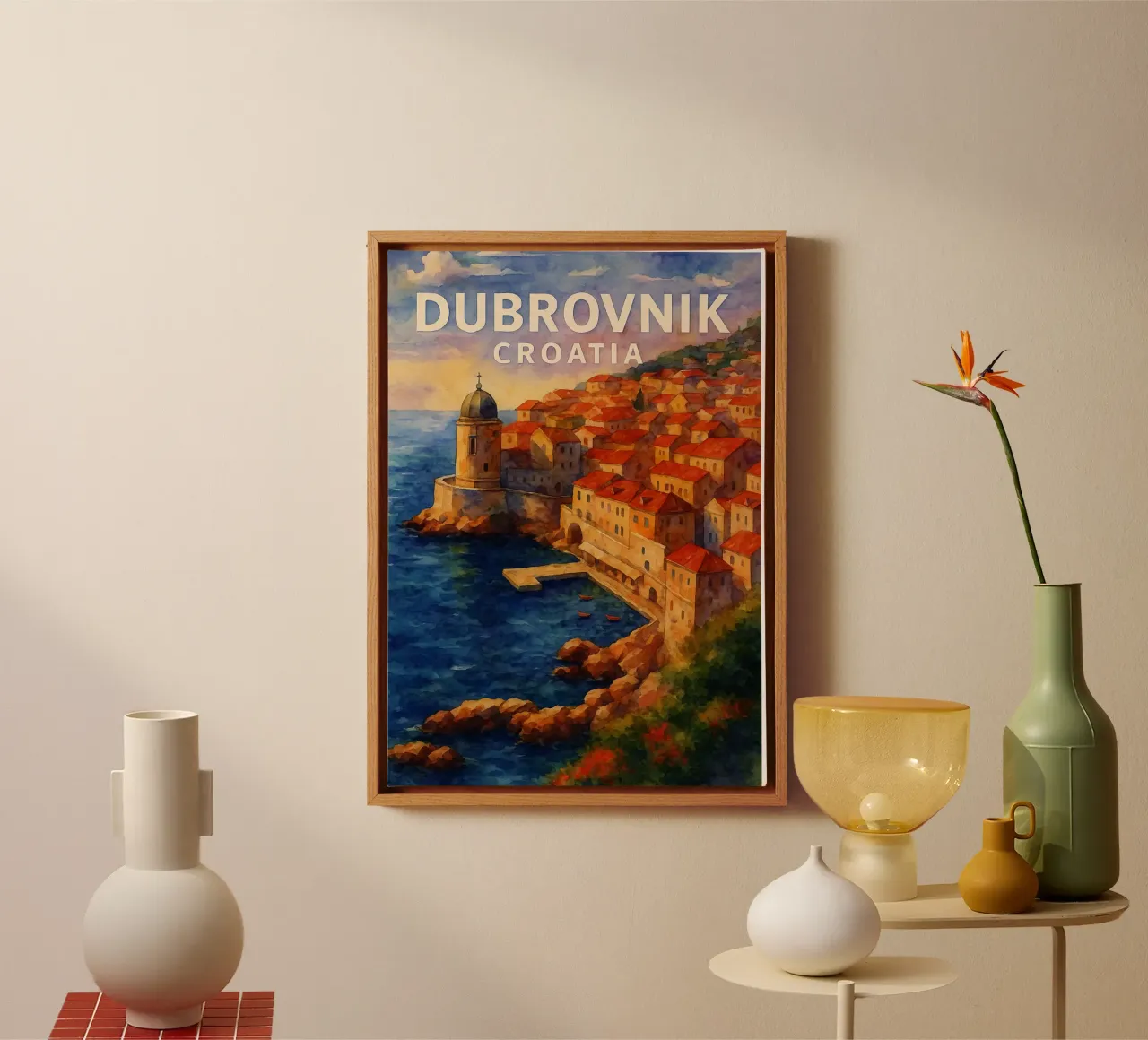 Dubrovnik, Kroatië Verbeelding schilderen canvas met Baklijst van onestar