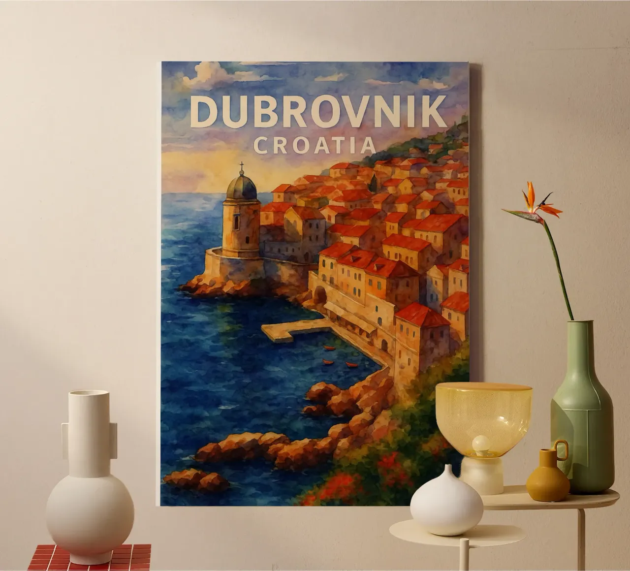 Dubrovnik, Kroatië Verbeelding schilderen canvas met Baklijst van onestar