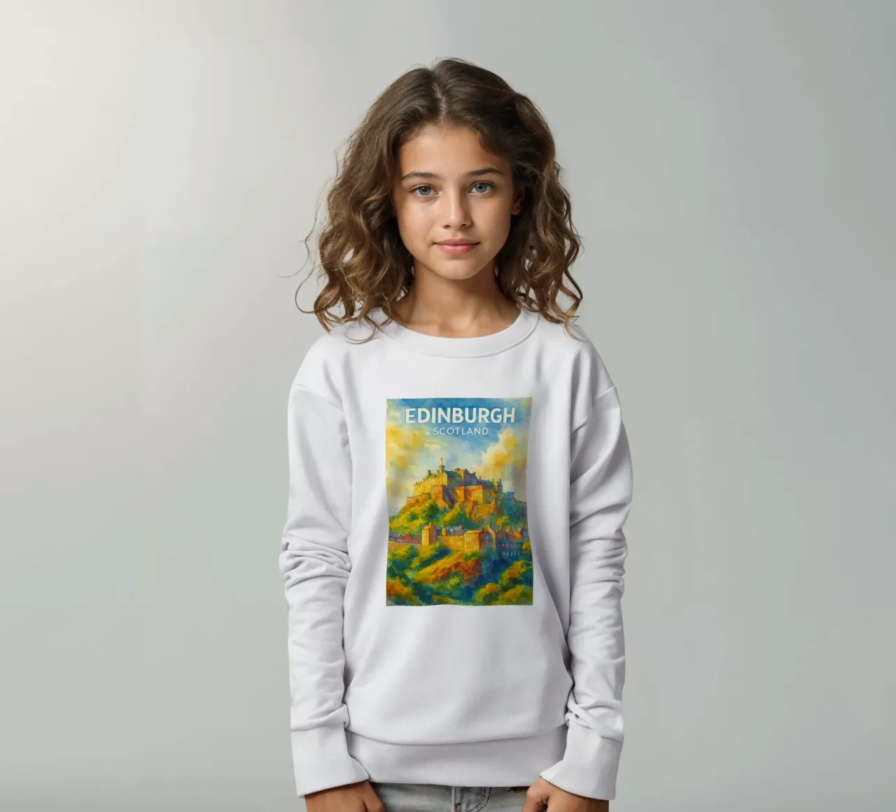 Edinburgh, Scotland Painting Imagination kids sweatshirt by onestar