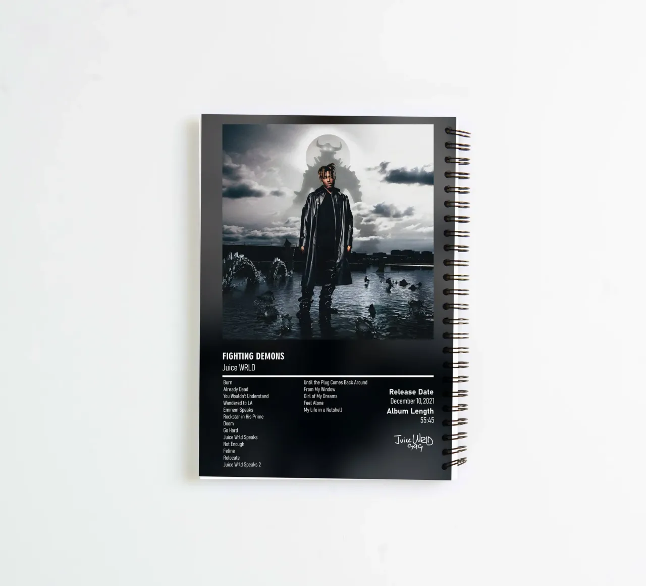 Fighting Demons (2021) by Juice WRLD spiral notebook by DGUnder
