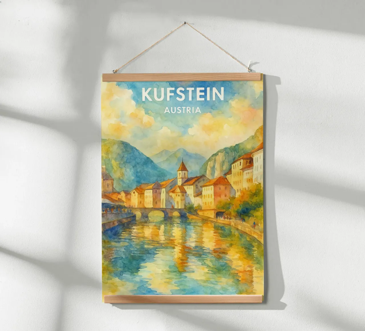 Kufstein, Austria Immaginazione pittorica poster con telaio in legno da onestar