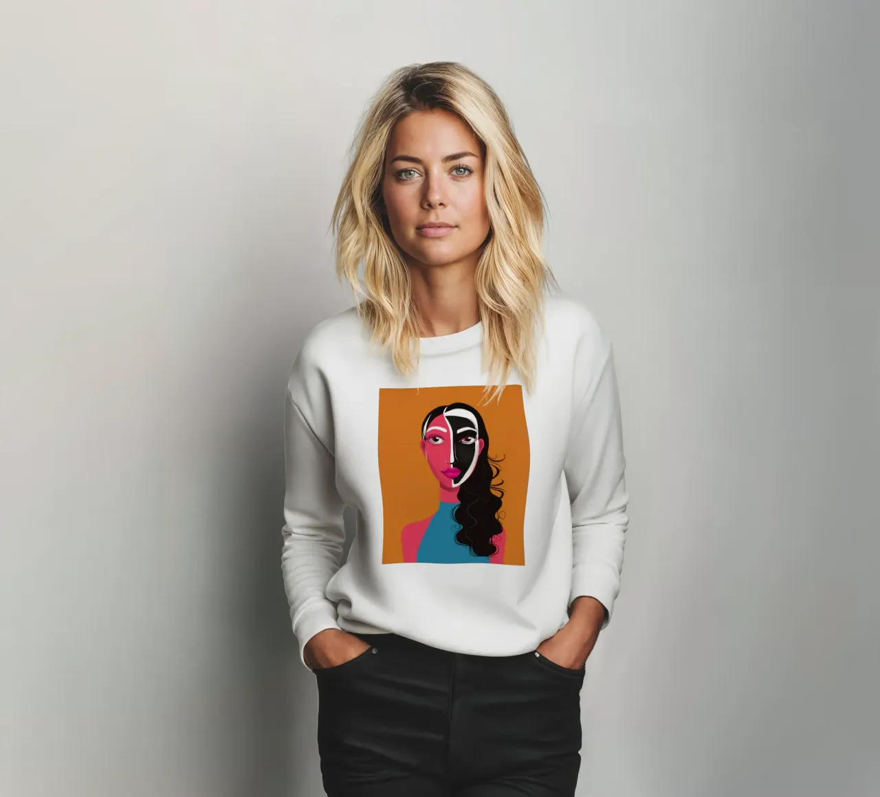 Bicolor Visage Split sweatshirt by Monuments Fire