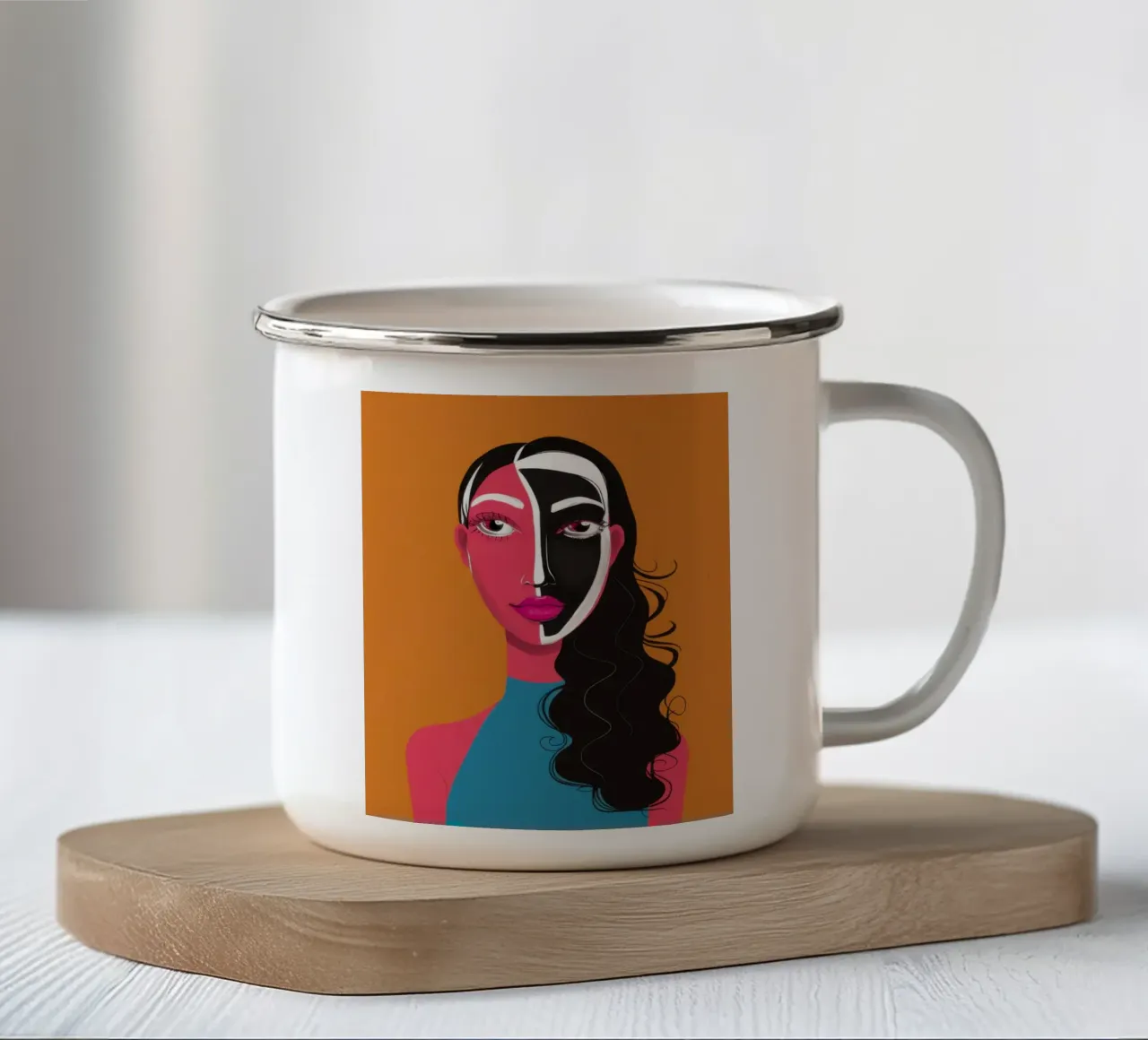 Visage Split bicolore tazza in smalto da Monuments Fire