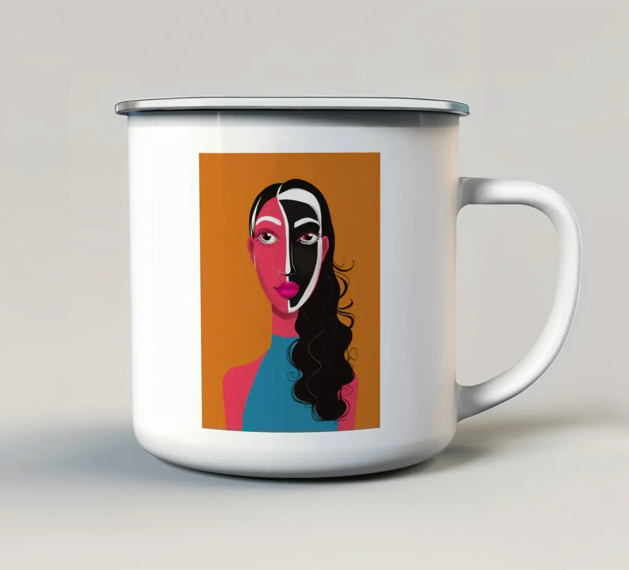 Visage Split bicolore tazza in smalto da Monuments Fire