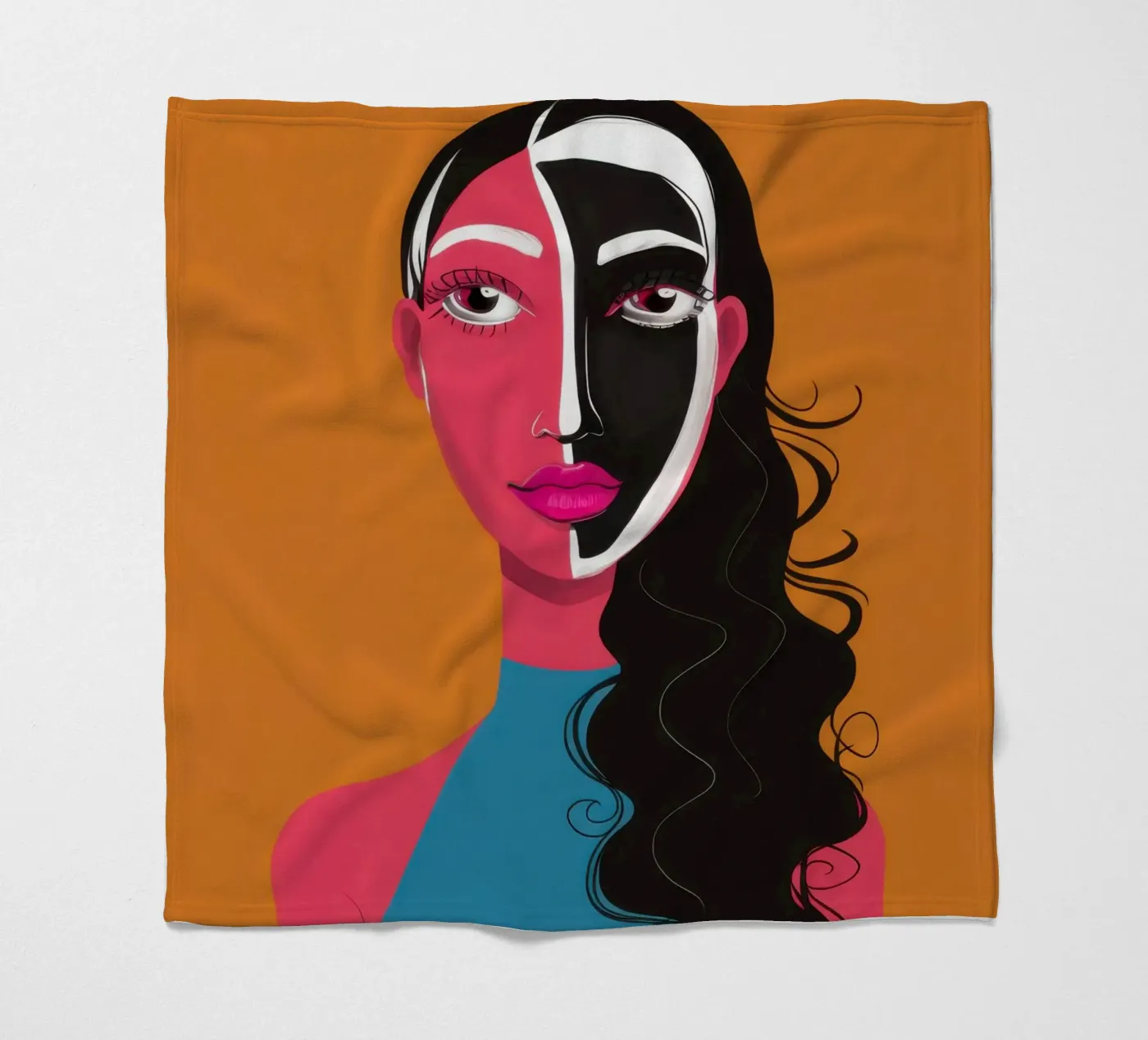 Bicolor Visage Split fleece blanket by Monuments Fire