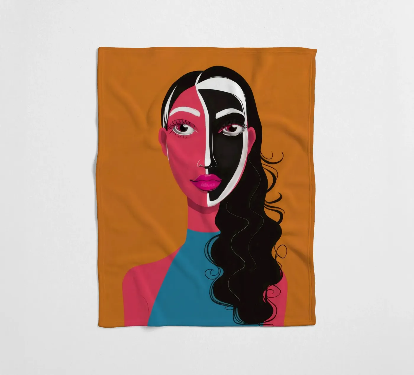 Bicolor Visage Split fleece blanket by Monuments Fire
