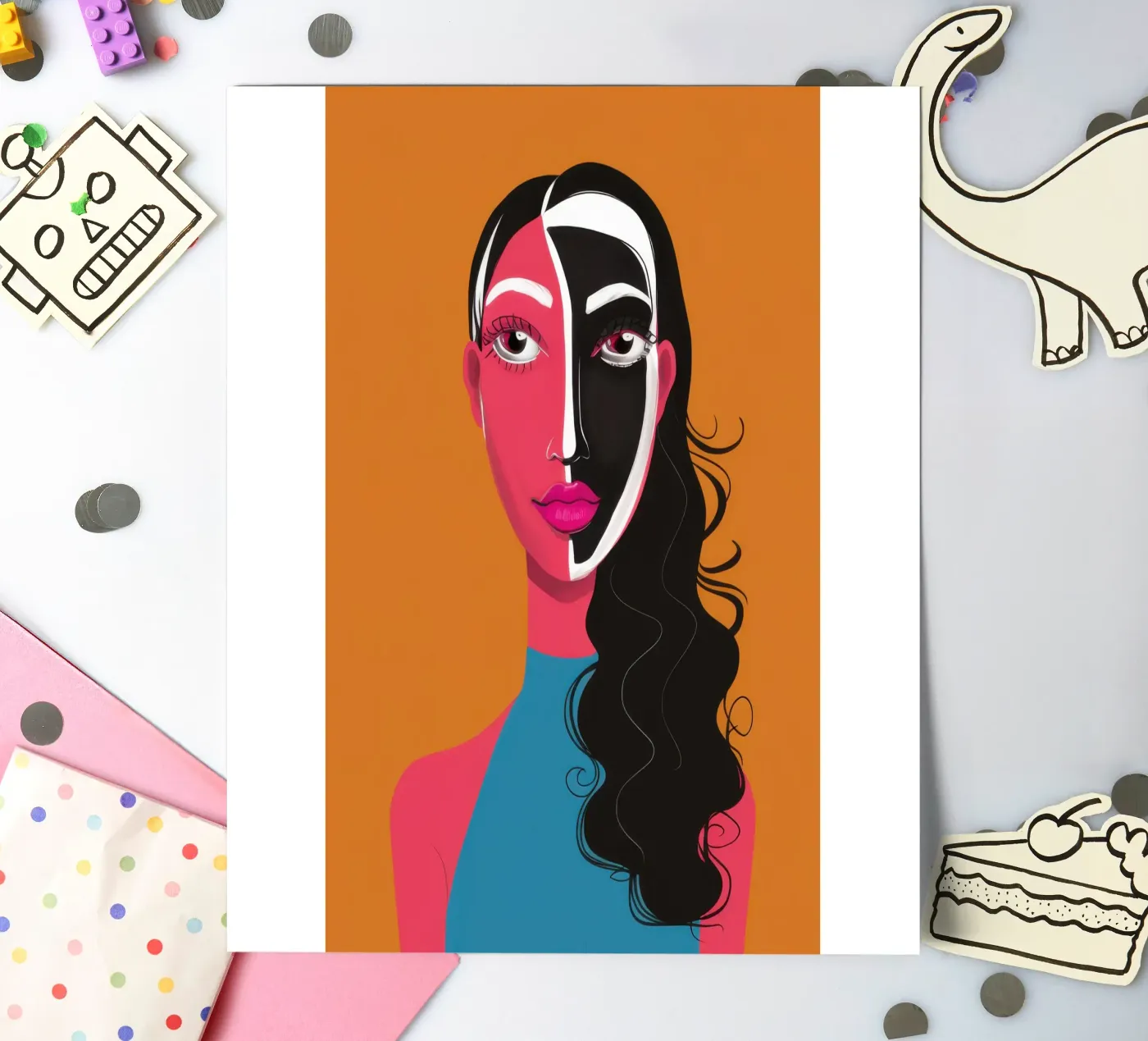 Bicolor Visage Split sticker sheet by Monuments Fire