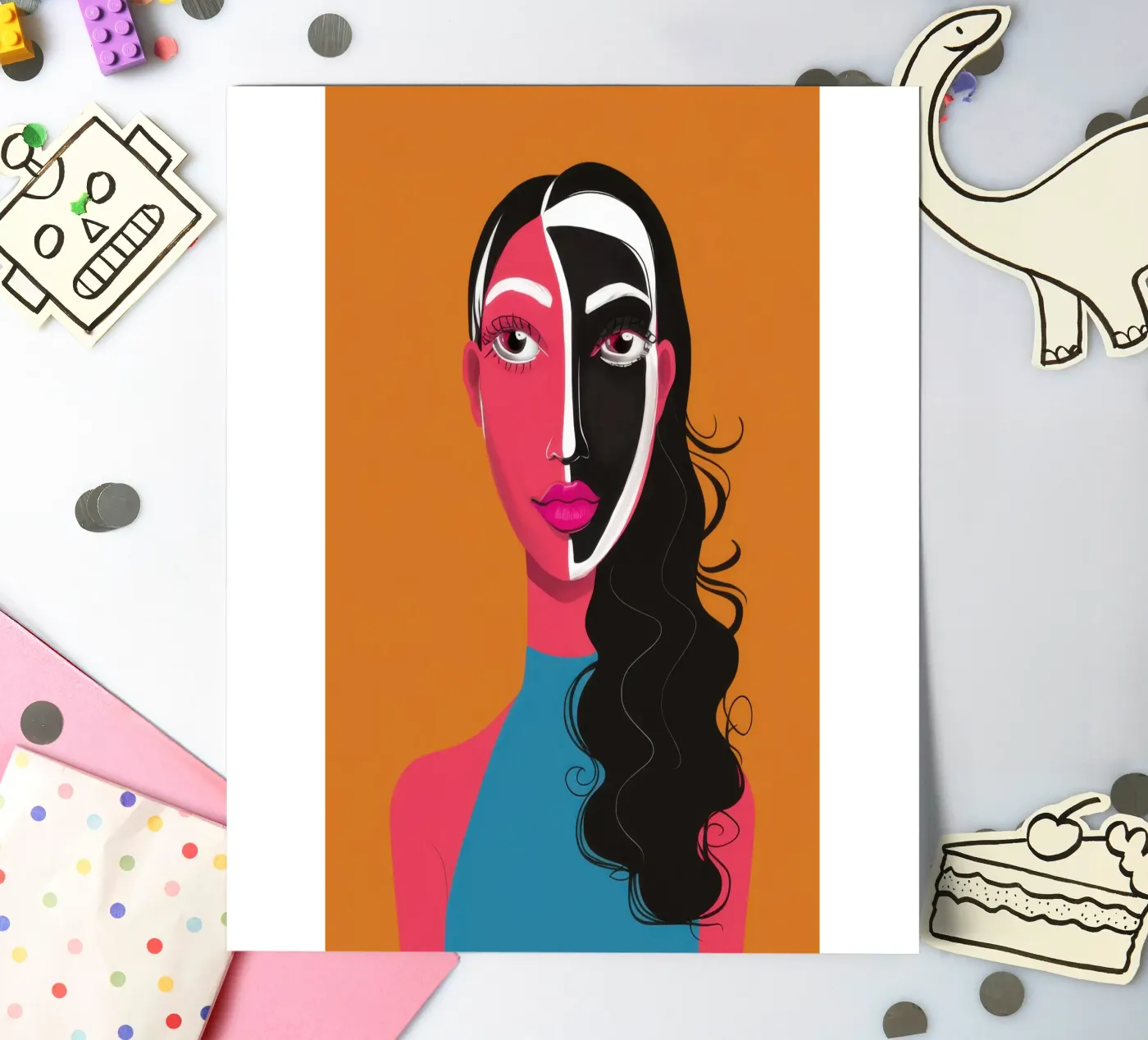 Bicolor Visage Split sticker sheet by Monuments Fire