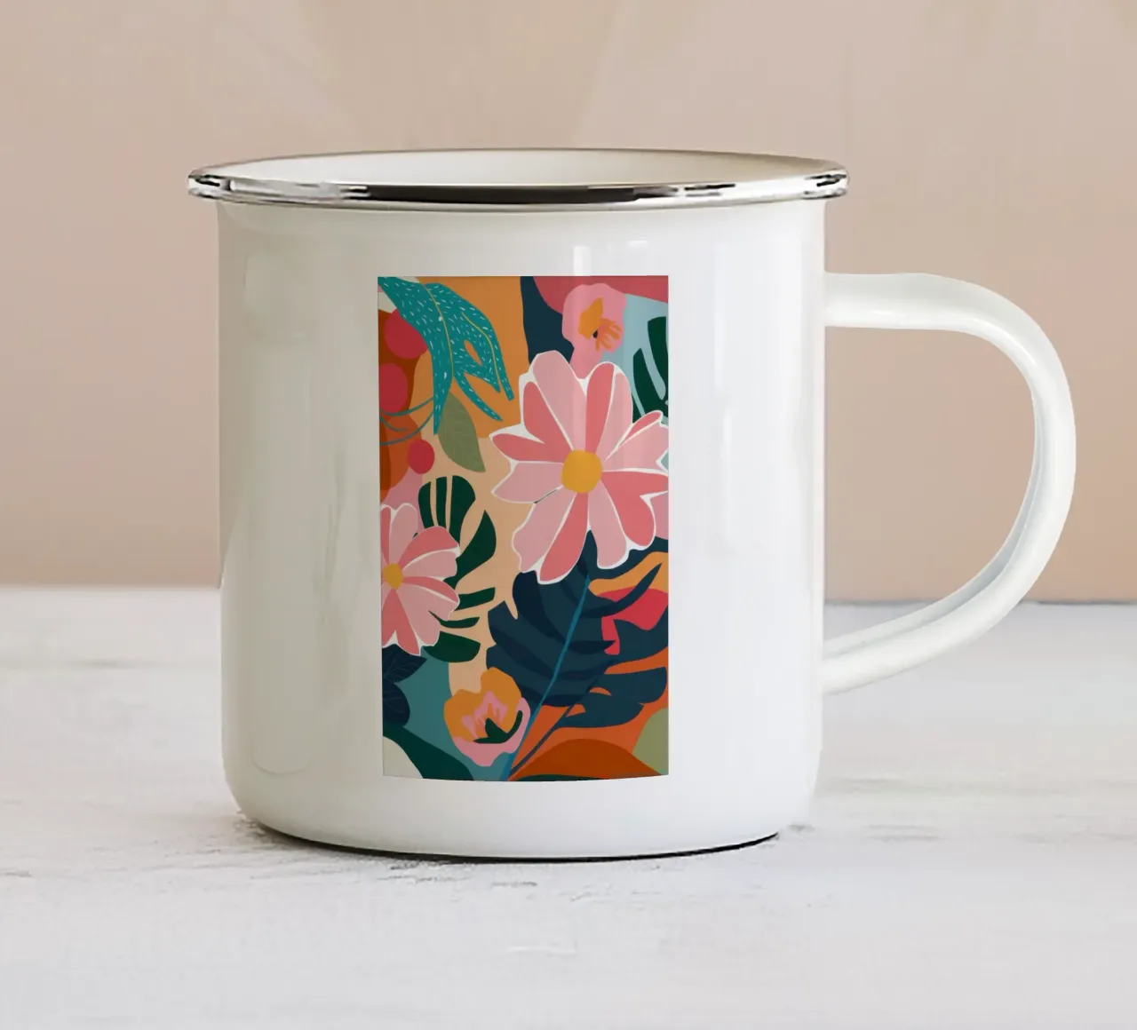 Rivolta floreale astratta tazza in smalto da Mossy Pigment