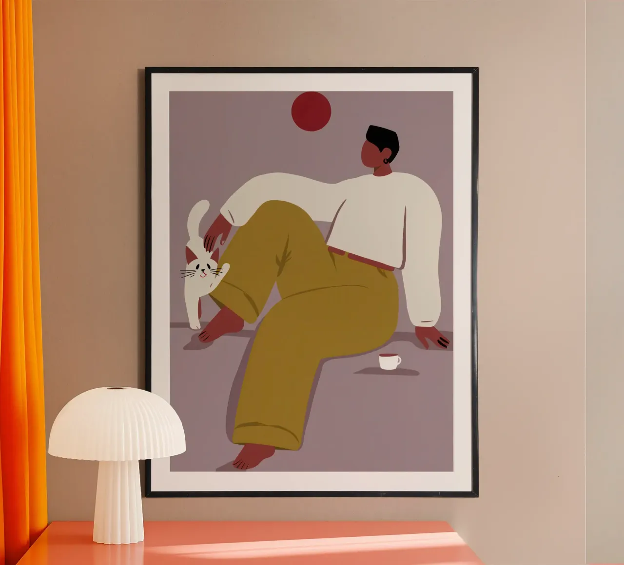Il tempo libero felino senza sforzo poster con telaio in legno da Mossy Pigment