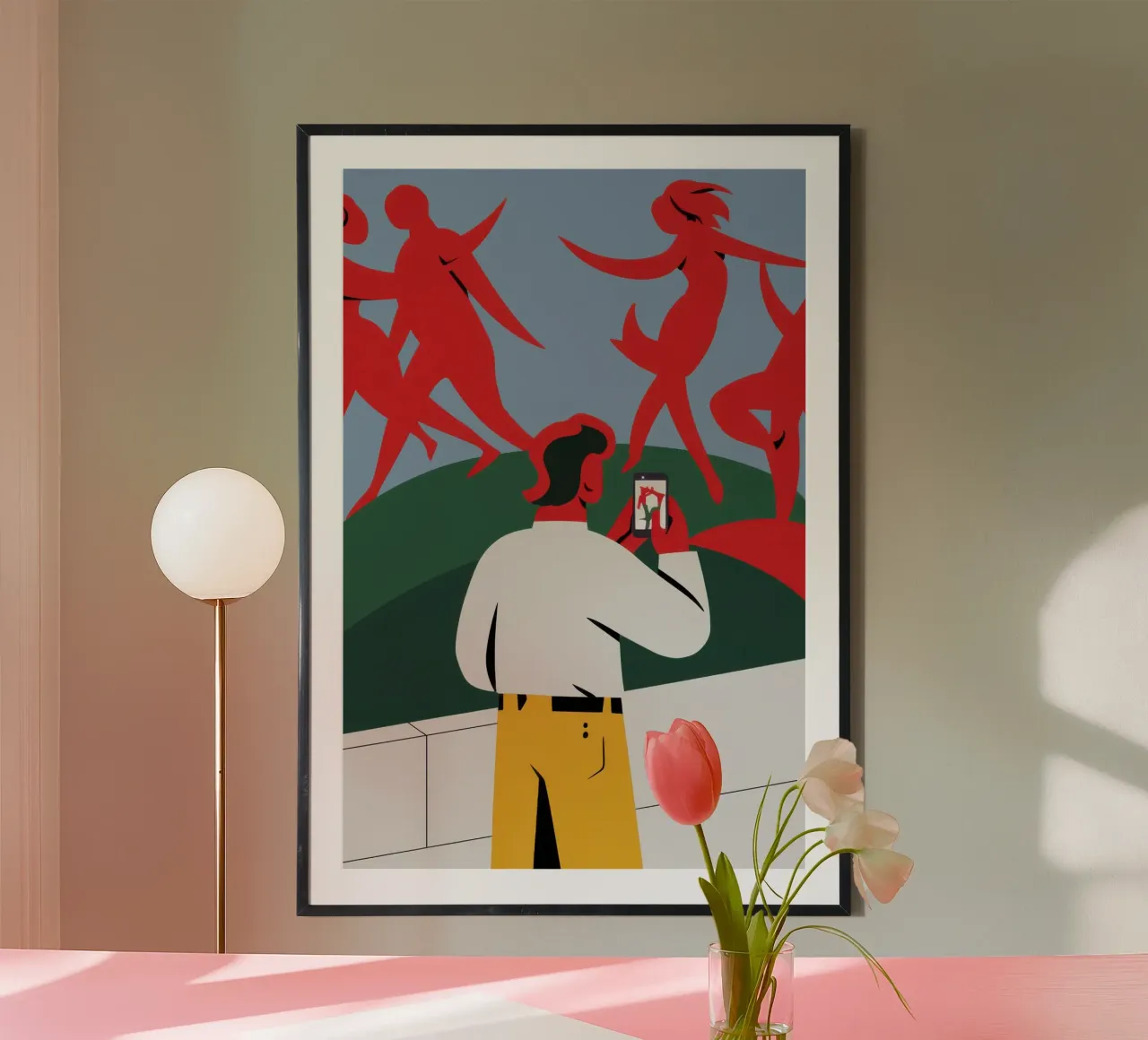 Catturare il movimento cremisi poster con telaio in alluminio da Mossy Pigment