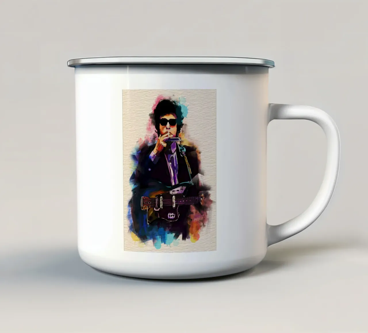 Bob Dylan art emaille mok van Lembayung art