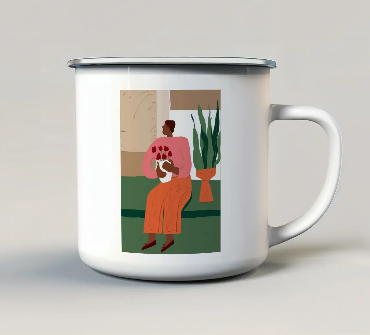 Umile regalo floreale tazza in smalto da Mossy Pigment