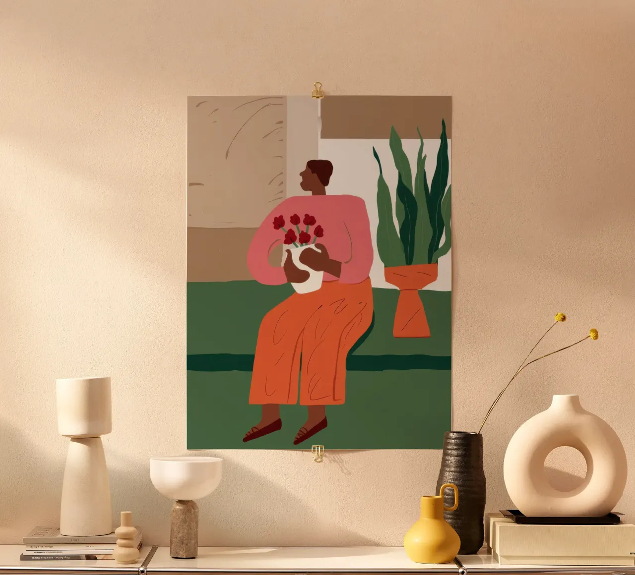 Umile regalo floreale poster con telaio in alluminio da Mossy Pigment