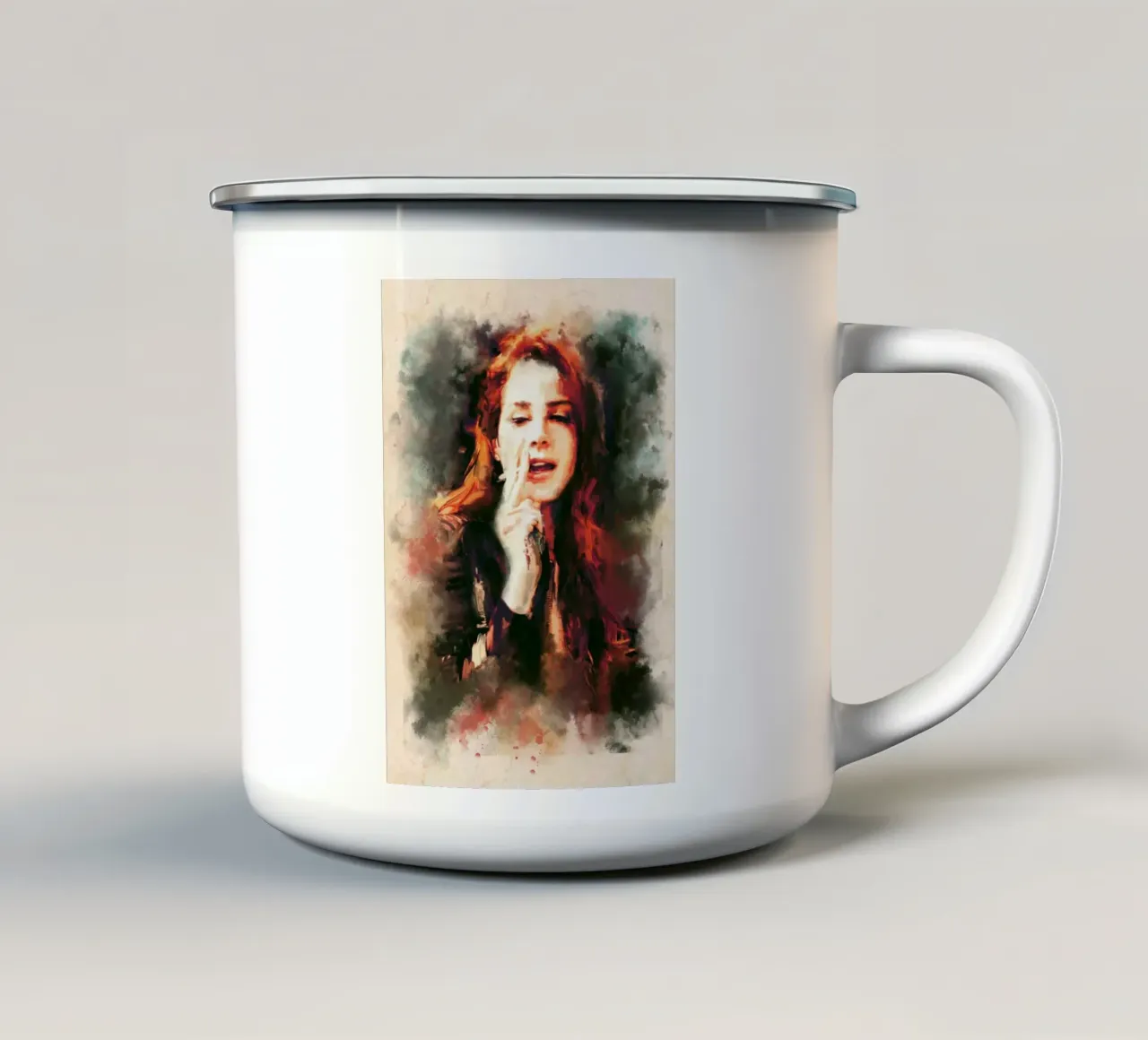 Lana Del Rey smoking tazza in smalto da Lembayung art