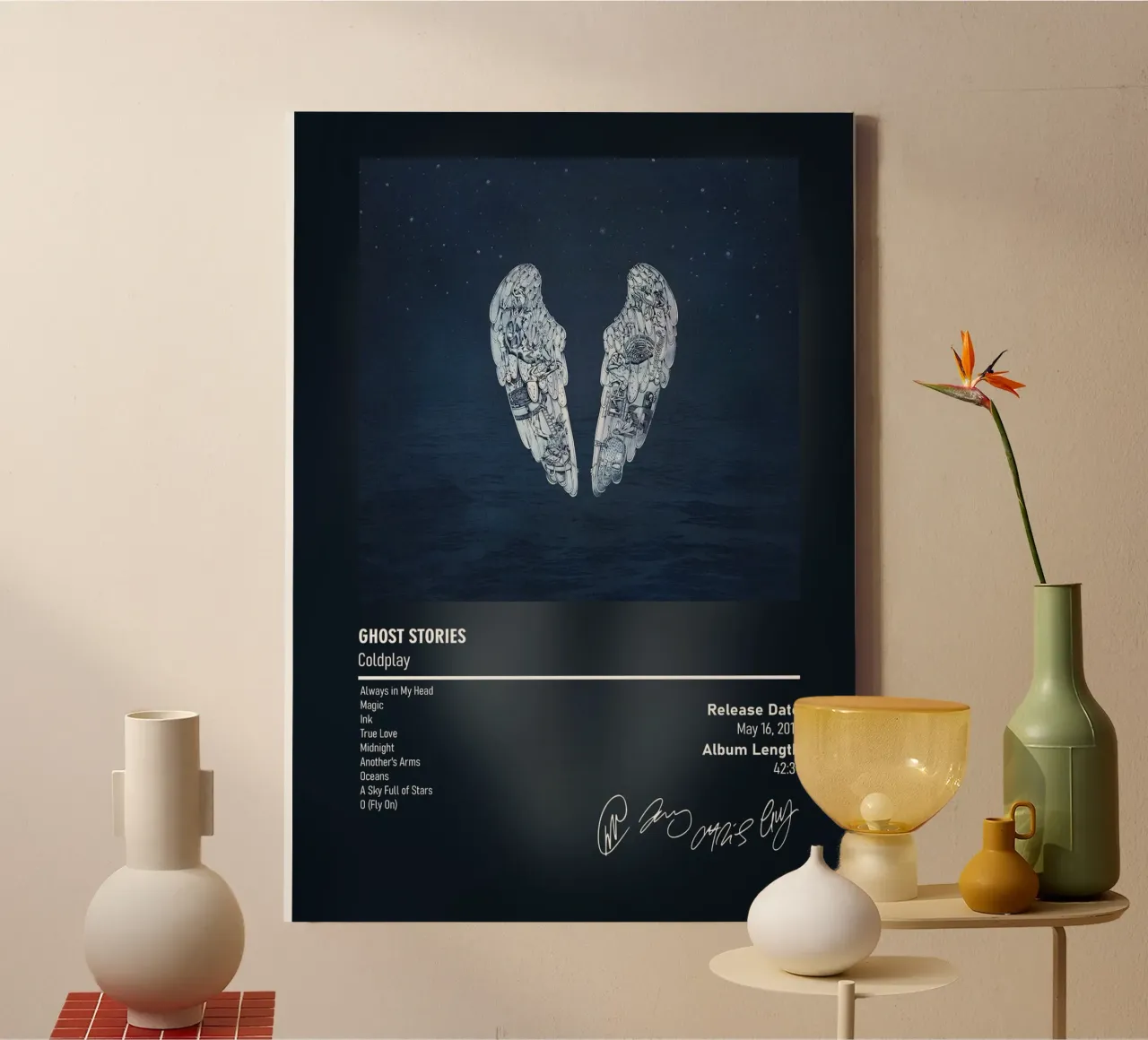 Ghost Stories By Coldplay tela con Cornice a cassetta da DGUnder