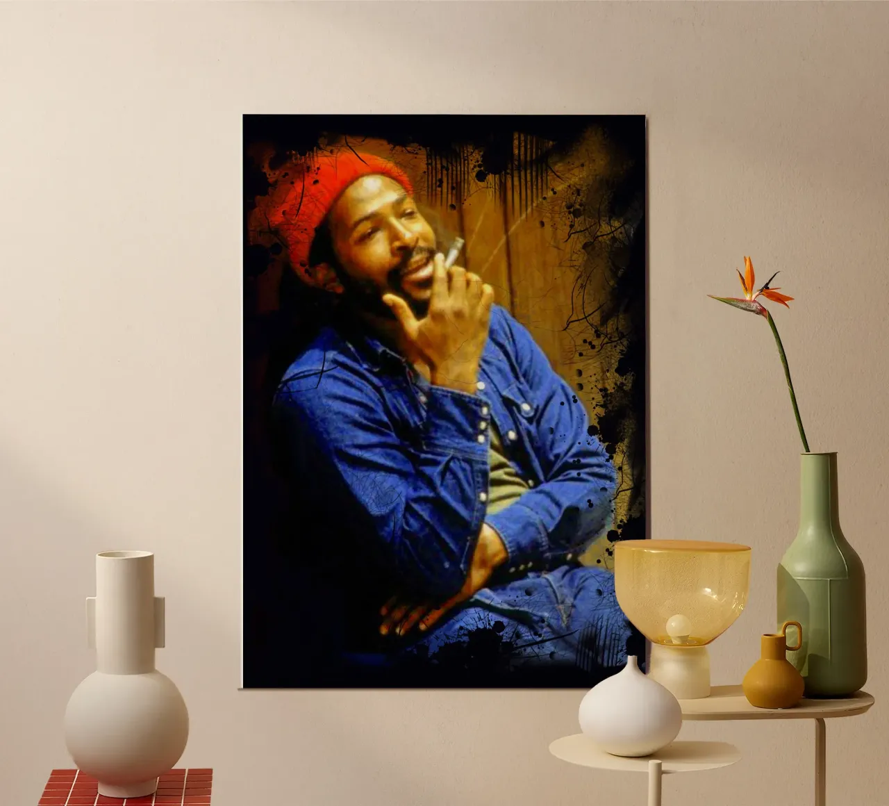 Marvin Gaye enjoy the cigarettes poster con telaio in plastica da Lembayung art