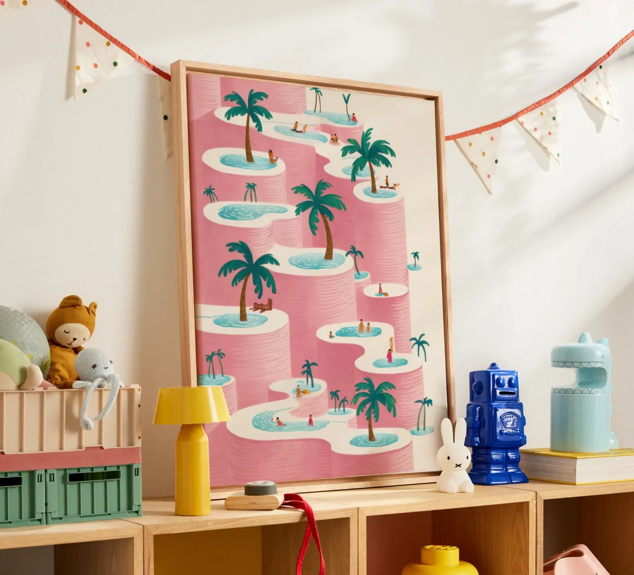 Roze zwembadparadijs canvas met Baklijst van Reds Jays