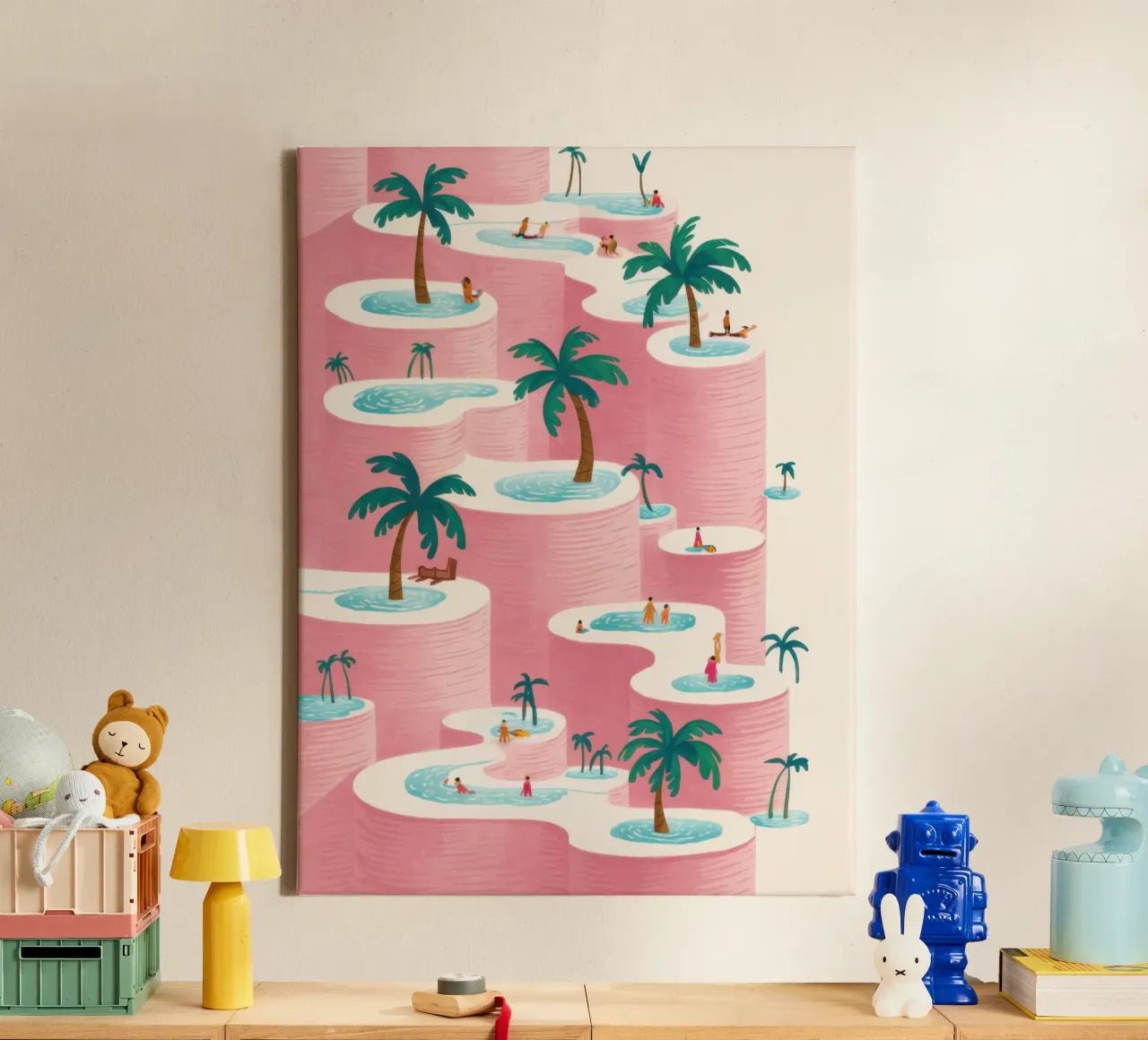 Roze zwembadparadijs canvas met Baklijst van Reds Jays