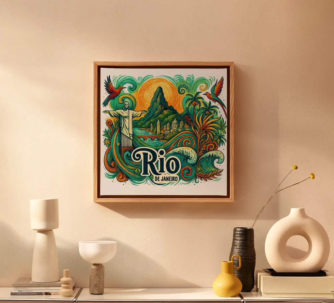 FREE RIO DE JANEIRO tela con Cornice a cassetta da Vintage Van Gogh
