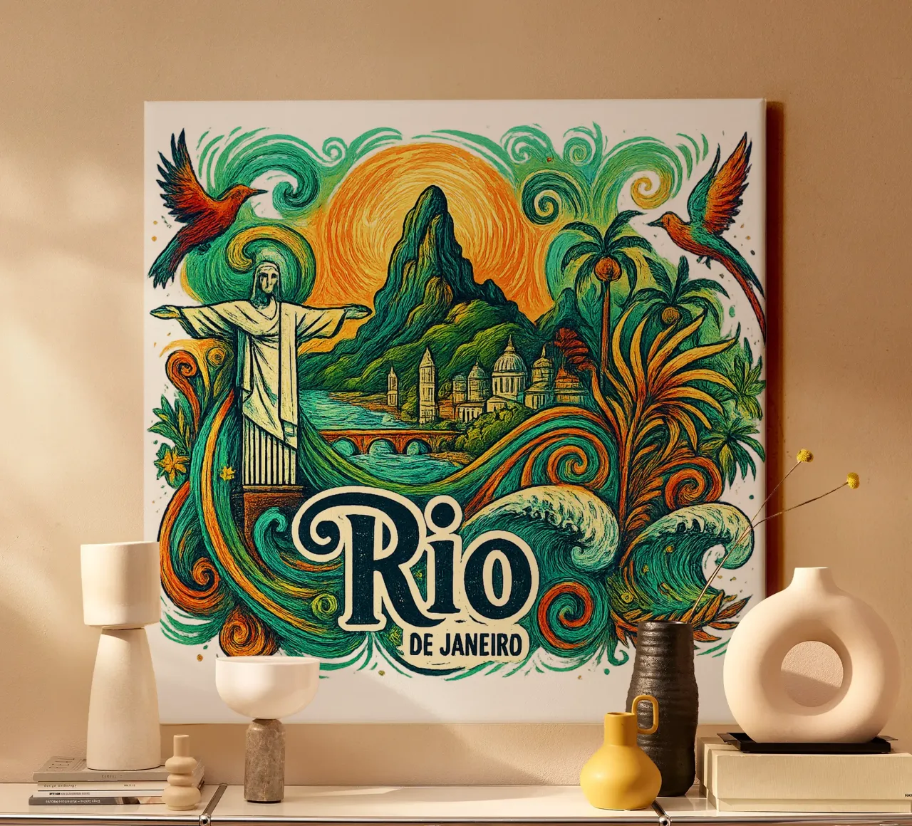 FREE RIO DE JANEIRO tela con Cornice a cassetta da Vintage Van Gogh
