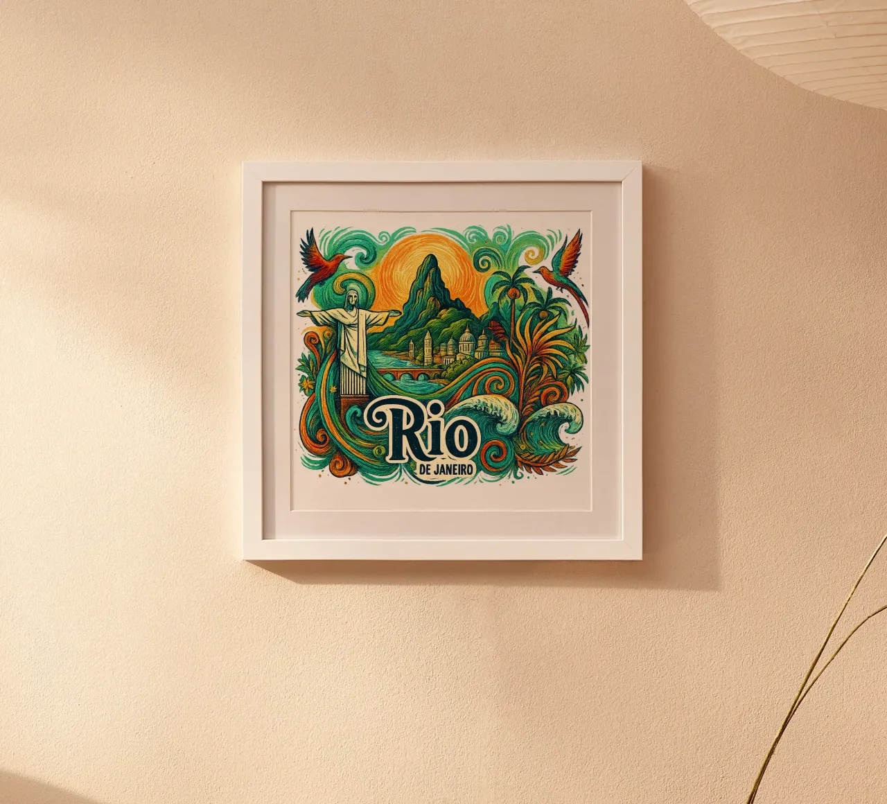 FREE RIO DE JANEIRO poster met aluminium frame van Vintage Van Gogh
