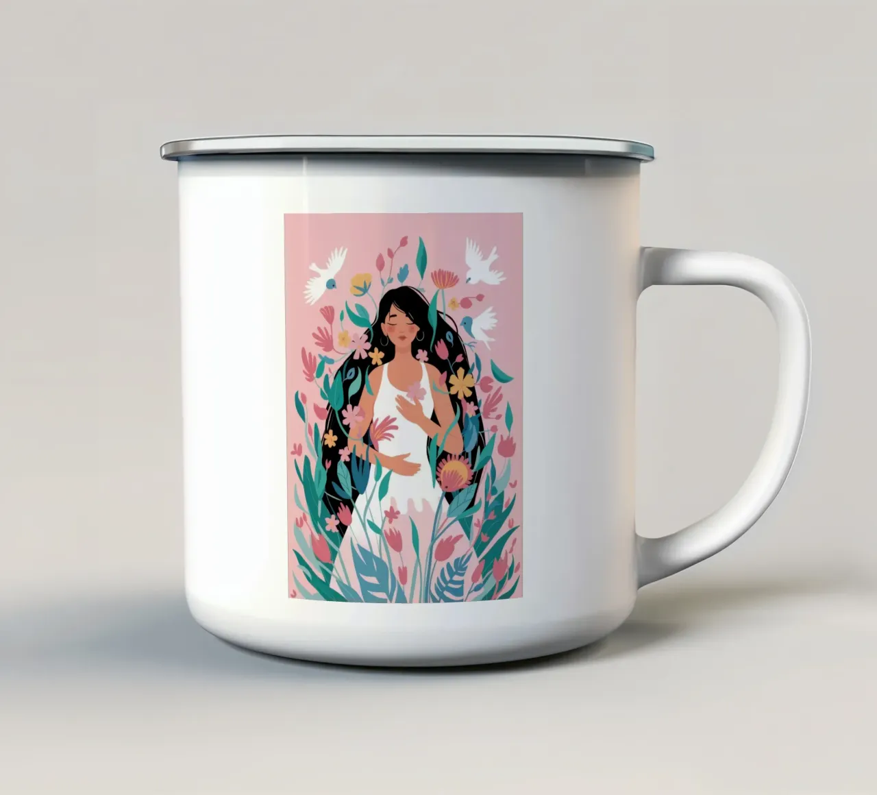 Colomba floreale Serenity tazza in smalto da Giant Foxs