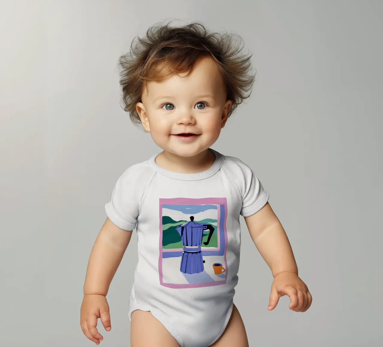 Mattina Moka Vista body neonato maniche corte da Mossy Pigment