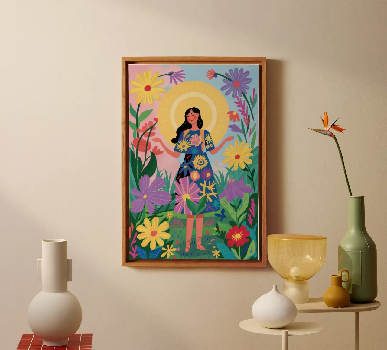 Godin van de Flora canvas met Baklijst van Monuments Fire