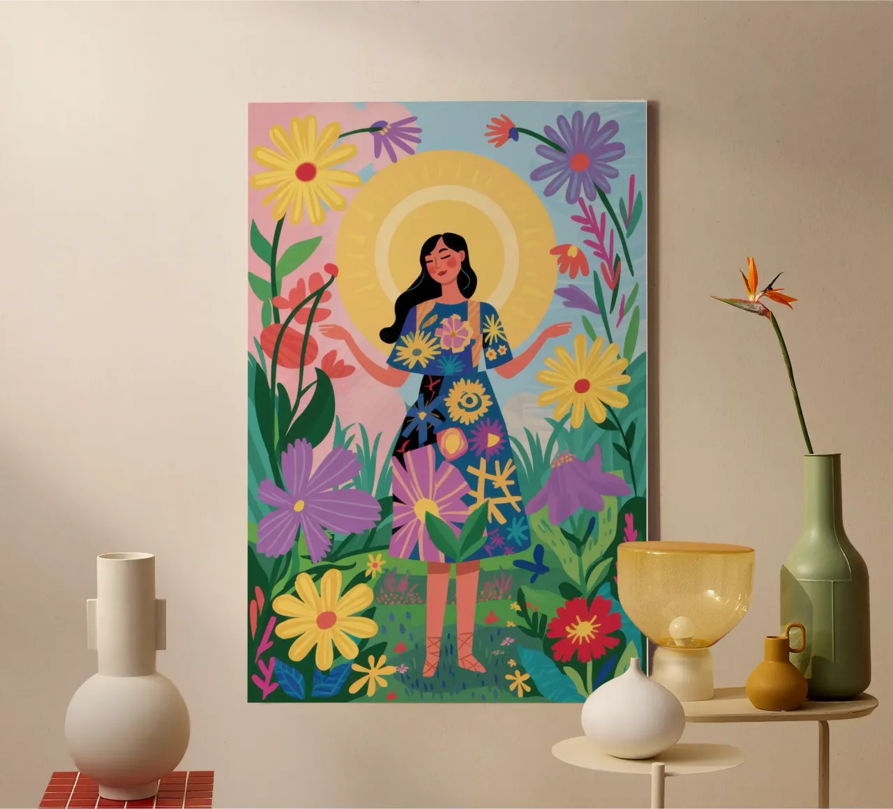 Godin van de Flora canvas met Baklijst van Monuments Fire
