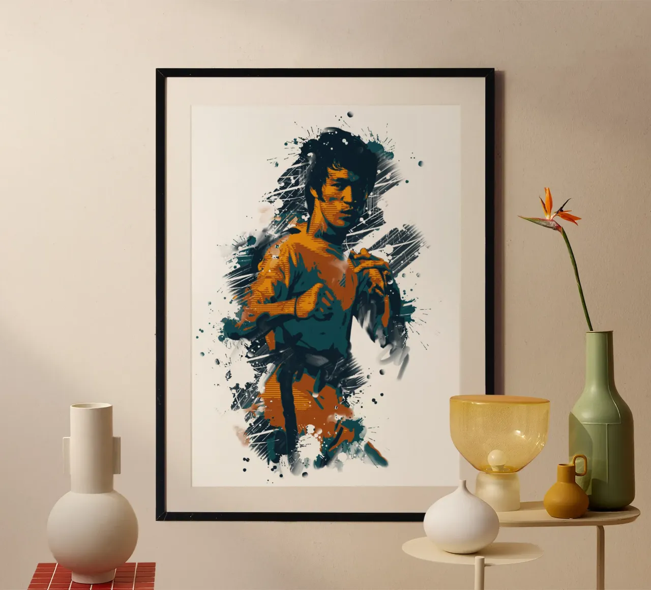 Bruce Lee the Legend poster con telaio in alluminio da Lembayung art