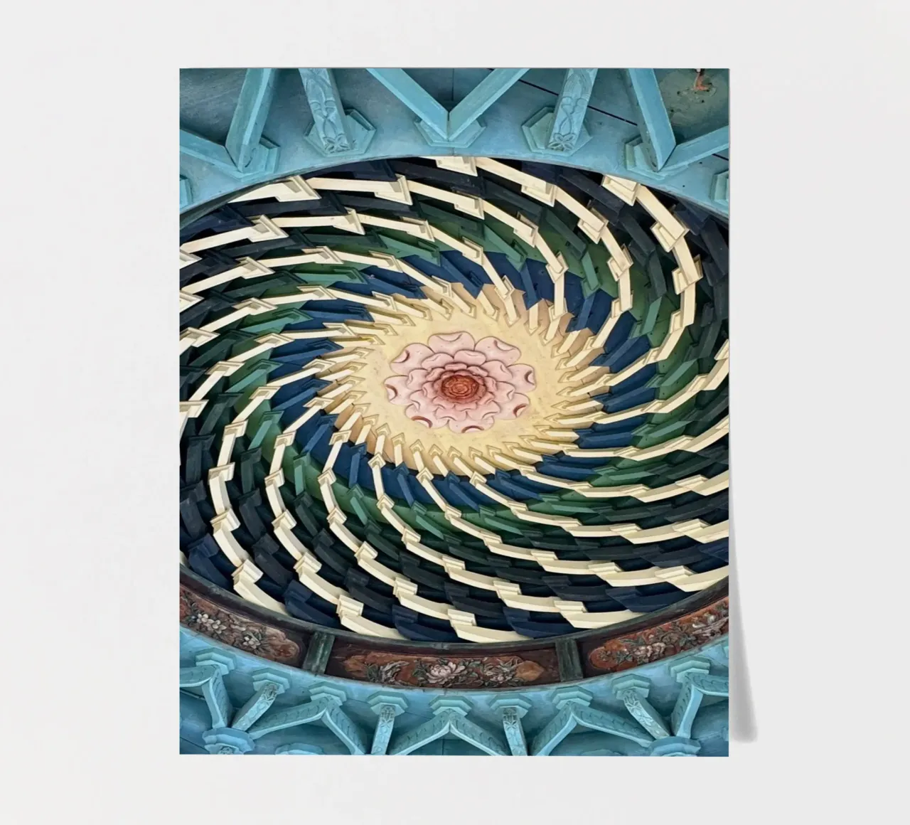 Vibrant spiral pattern on ceiling of a Japanese temple sticker sheet by byrieneke
