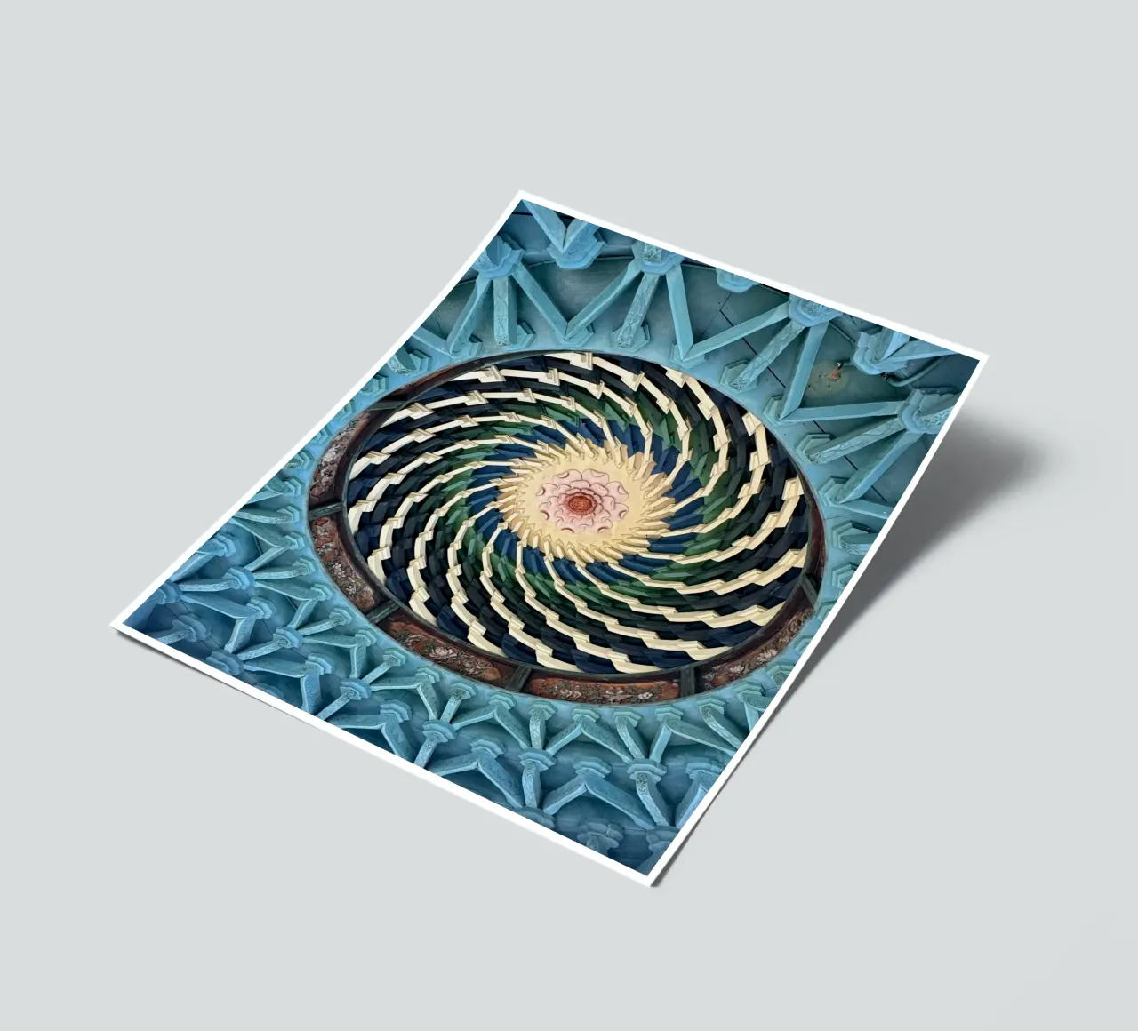 Vibrant spiral pattern on ceiling of a Japanese temple sticker sheet by byrieneke