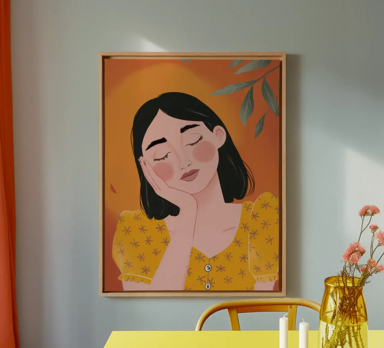 Gouden Zonnestraal Droom canvas met Baklijst van Giant Foxs