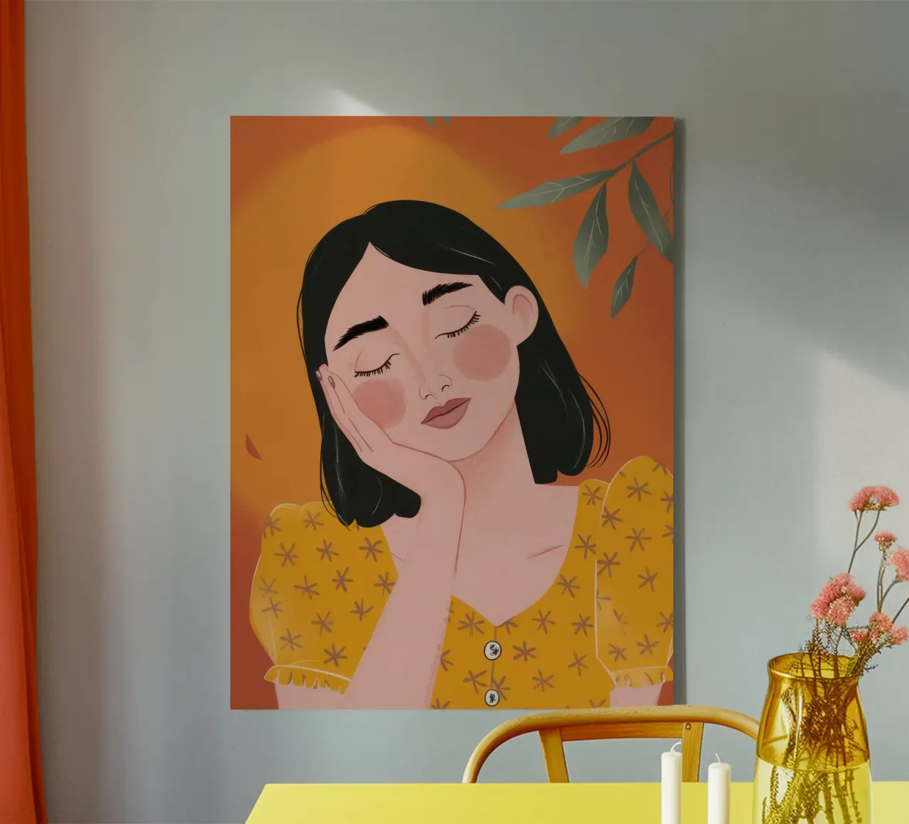 Gouden Zonnestraal Droom canvas met Baklijst van Giant Foxs