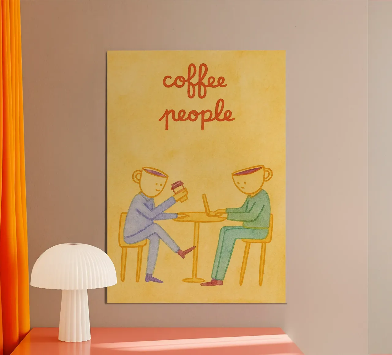 persone del caffè poster con telaio in alluminio da Britania
