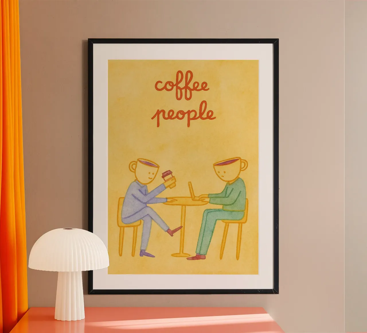 persone del caffè poster con telaio in alluminio da Britania