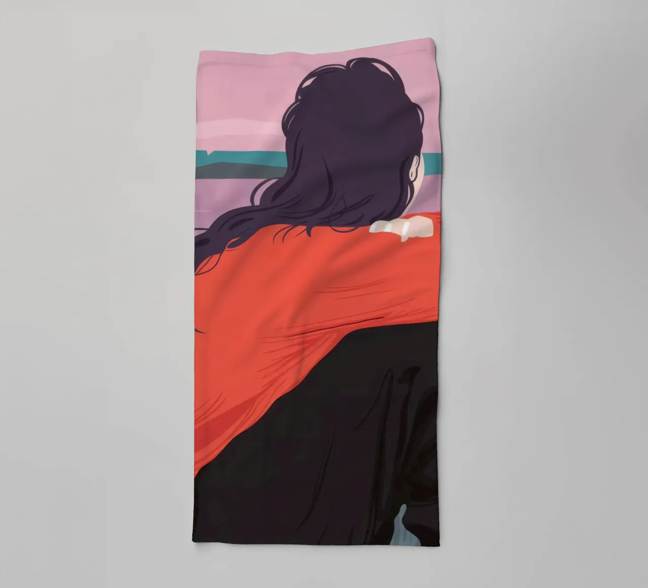 Karmijnrode zonsondergang badhanddoek van Mossy Pigment