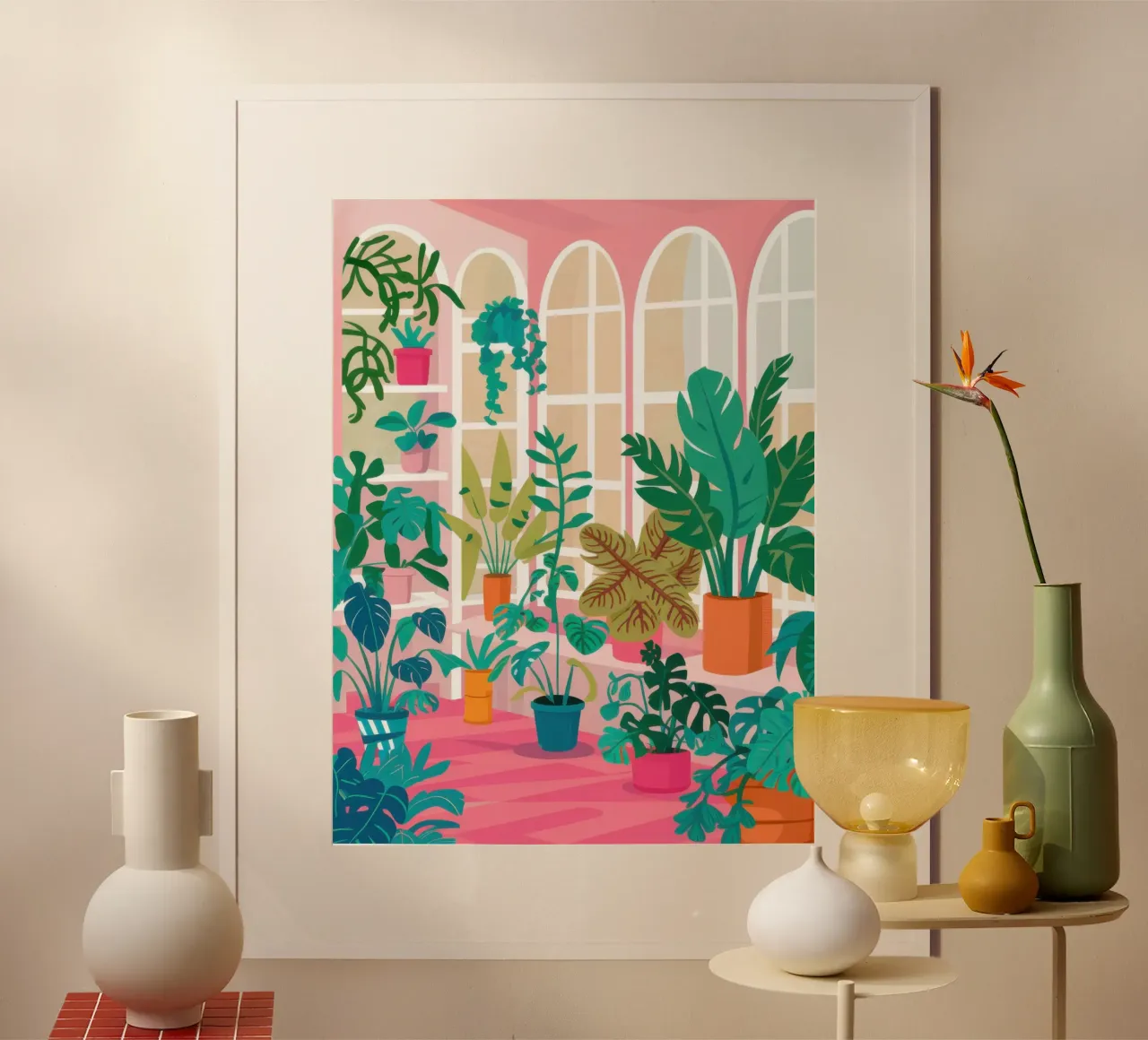 Giungla verdeggiante del bagno poster con telaio in legno da Reds Jays
