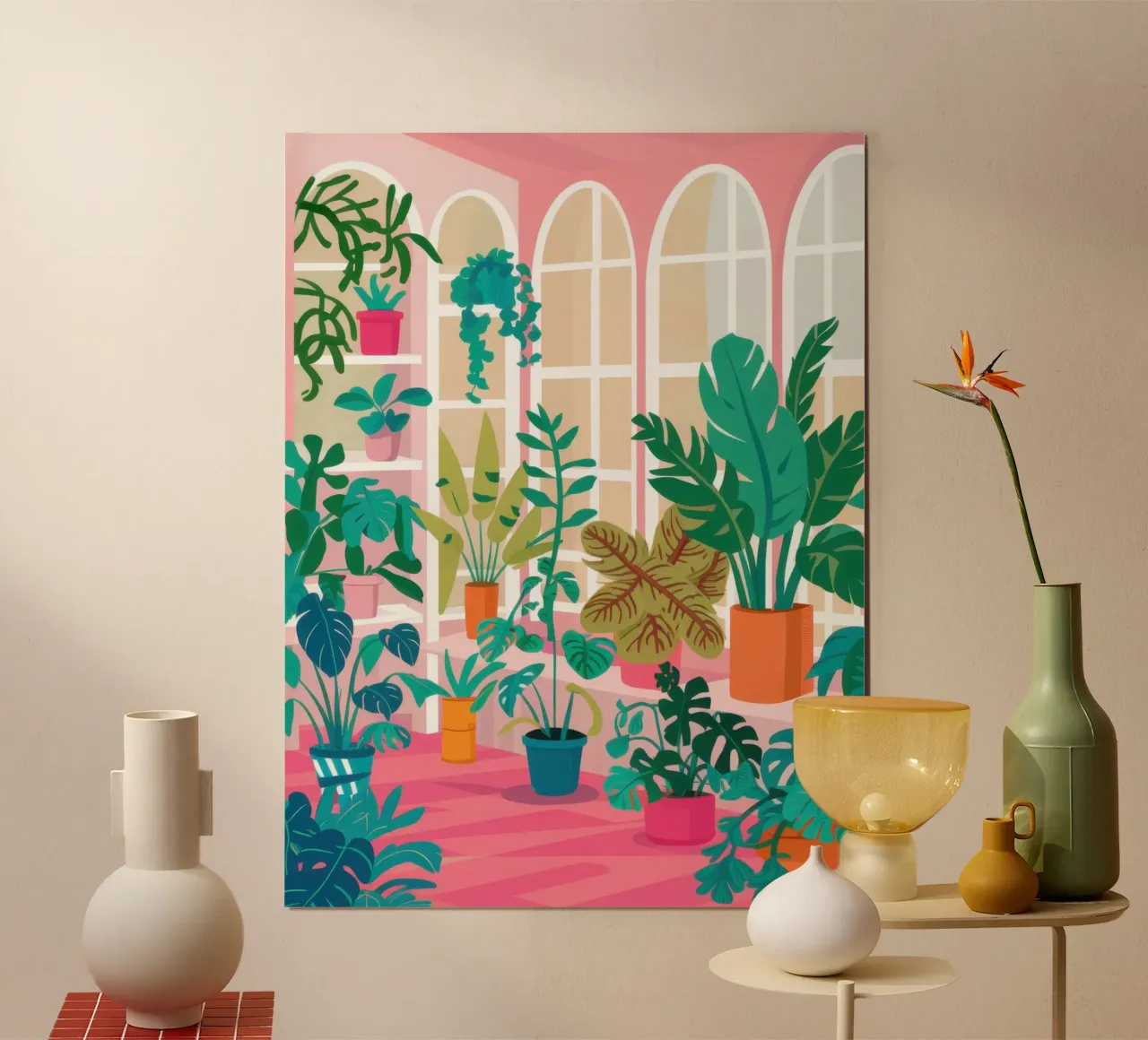 Giungla verdeggiante del bagno poster con telaio in legno da Reds Jays
