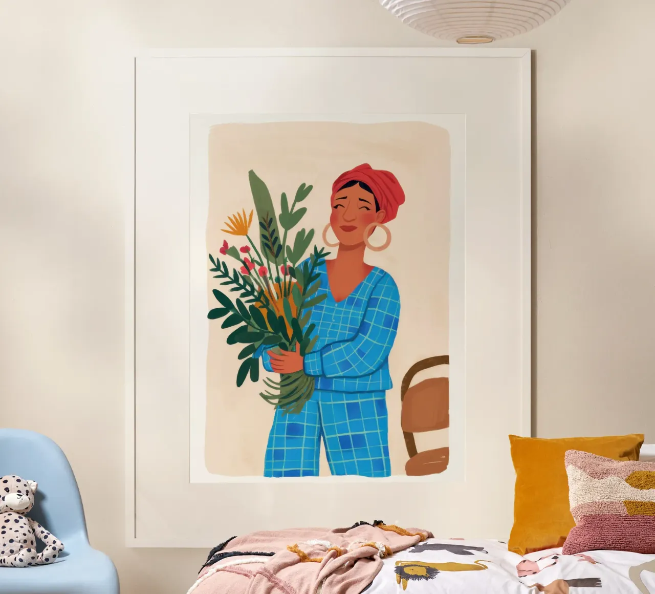 Bouquet ceruleo chic poster con telaio in legno da Monuments Fire