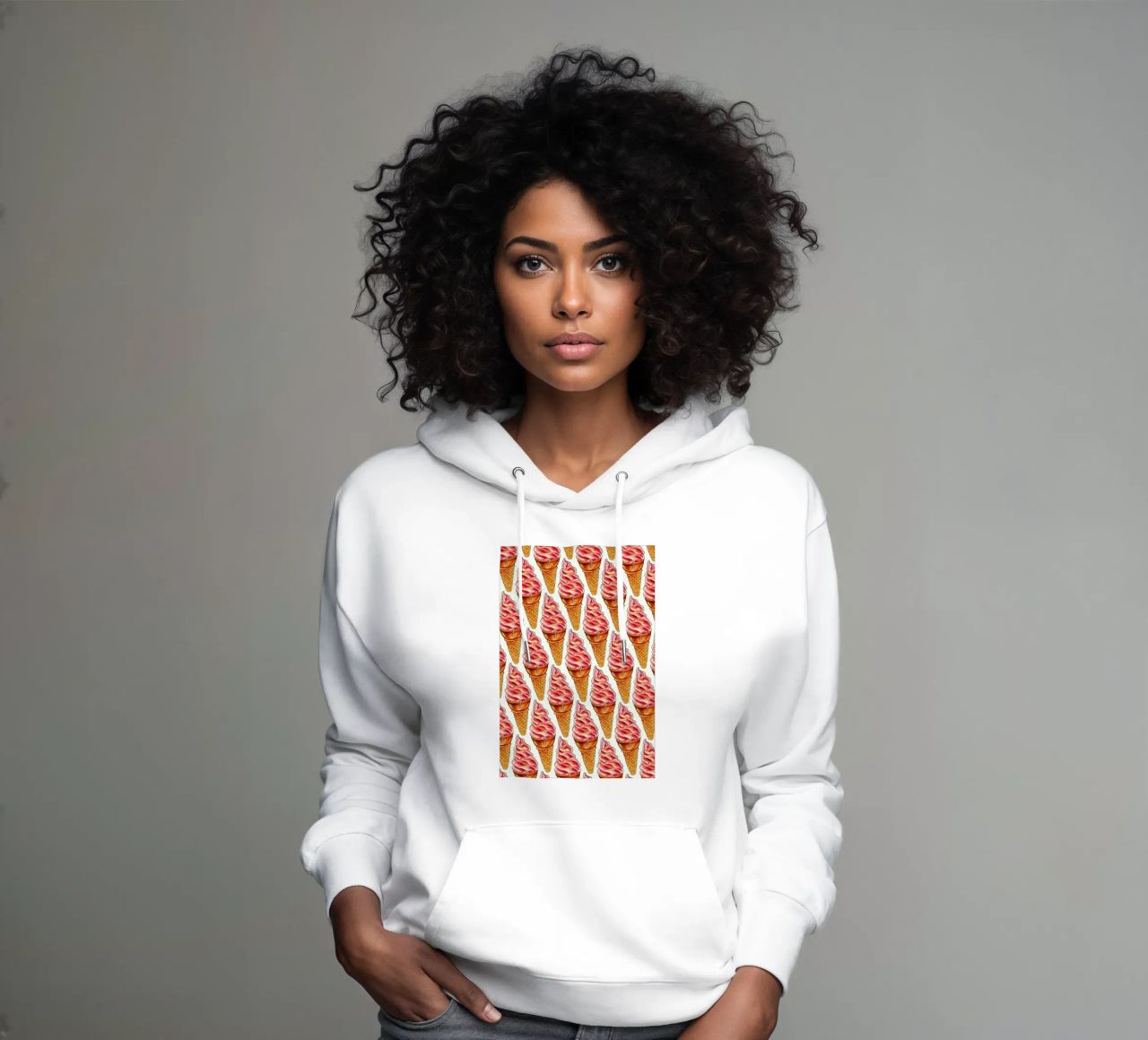 Strawberry Soft Serve Pattern felpa con cappuccio da Kelly Gilleran