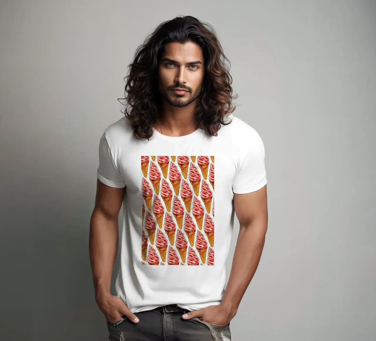 Strawberry Soft Serve Pattern t-shirt van Kelly Gilleran