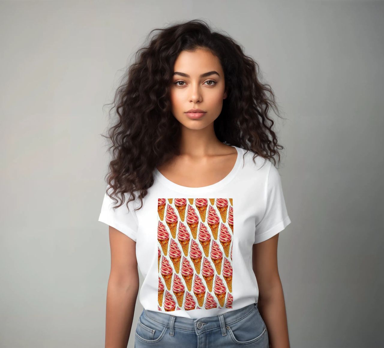 Strawberry Soft Serve Pattern t-shirt da donna da Kelly Gilleran
