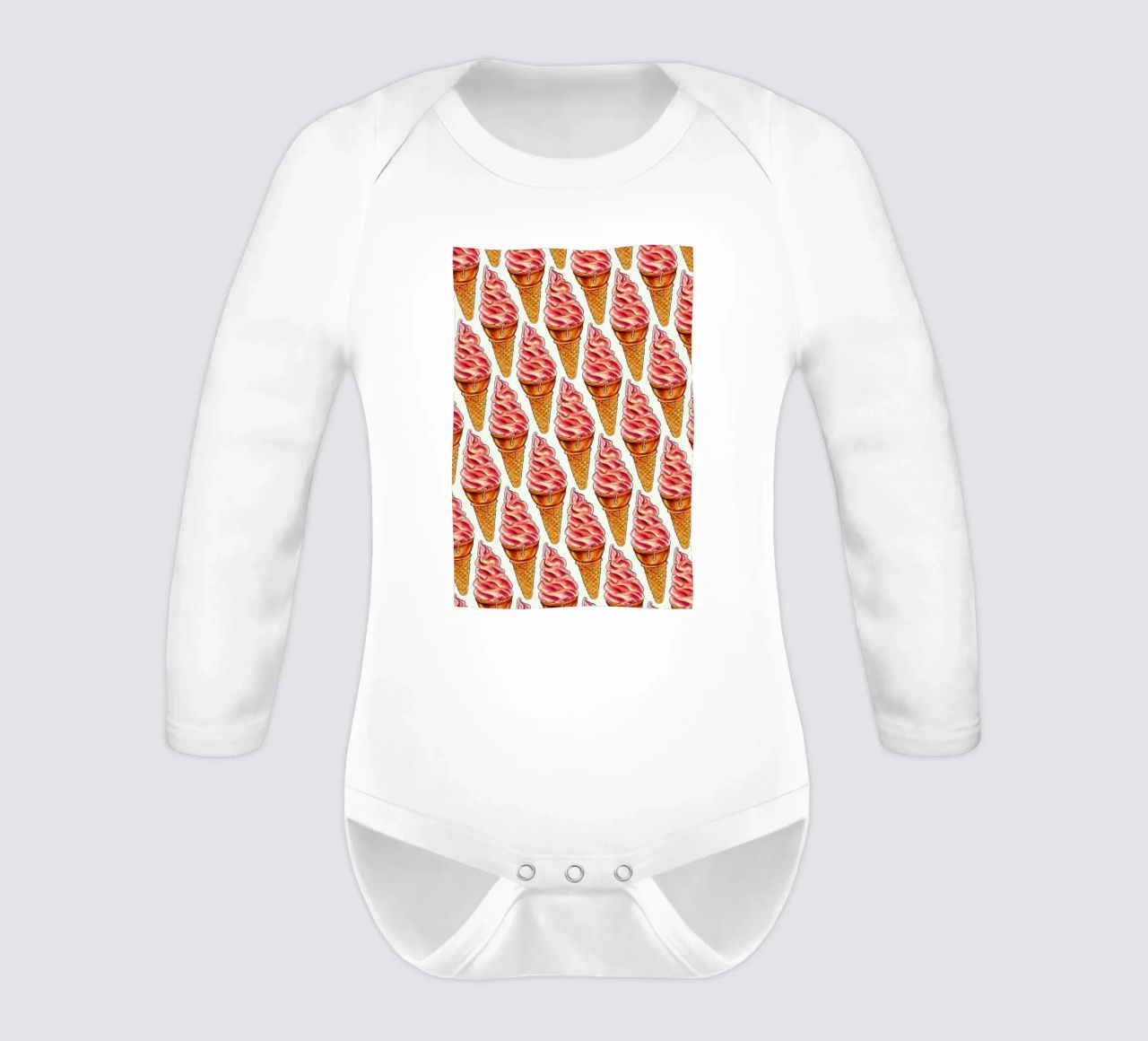 Strawberry Soft Serve Pattern body neonato maniche lunghe da Kelly Gilleran