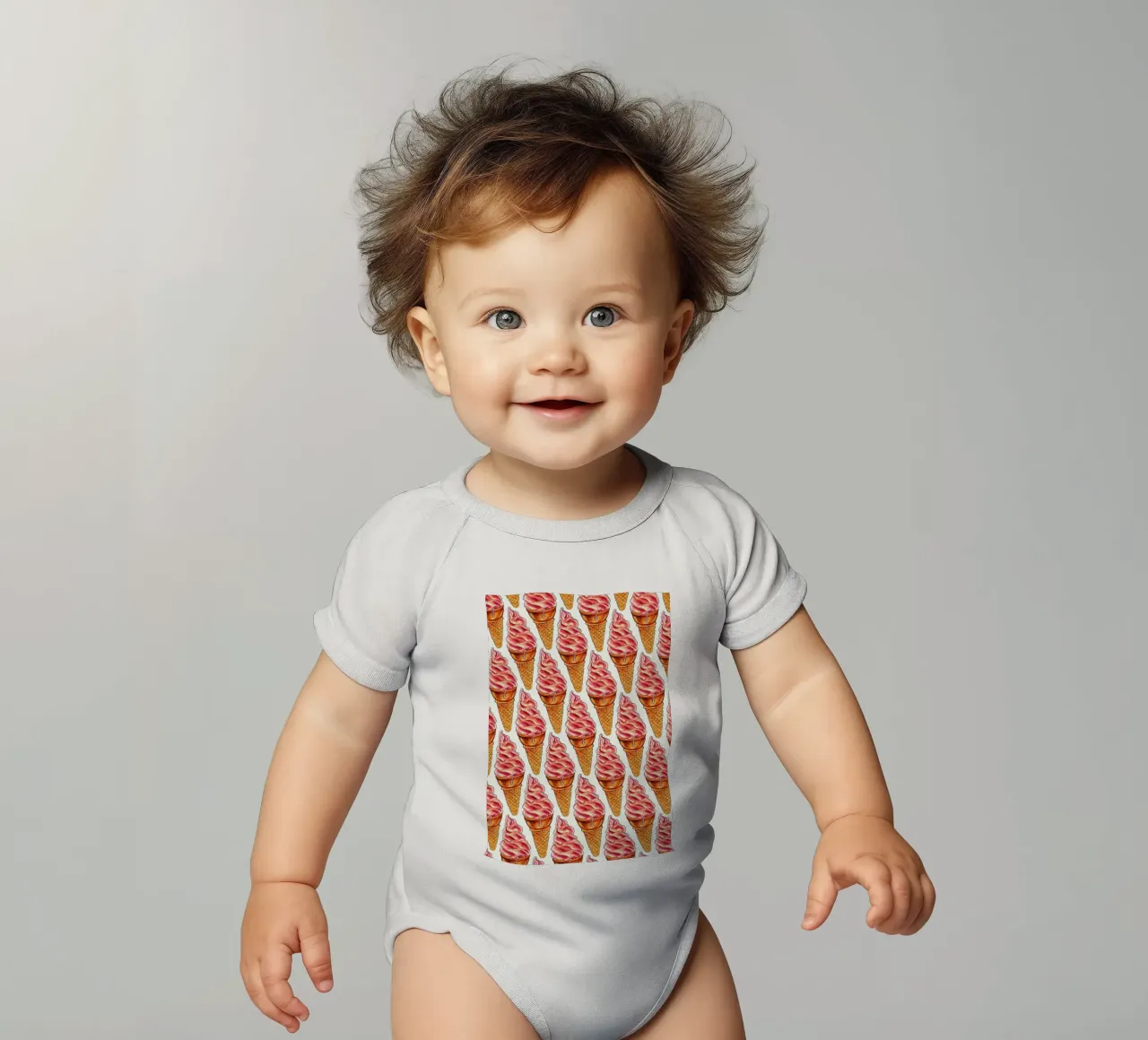 Strawberry Soft Serve Pattern body neonato maniche corte da Kelly Gilleran
