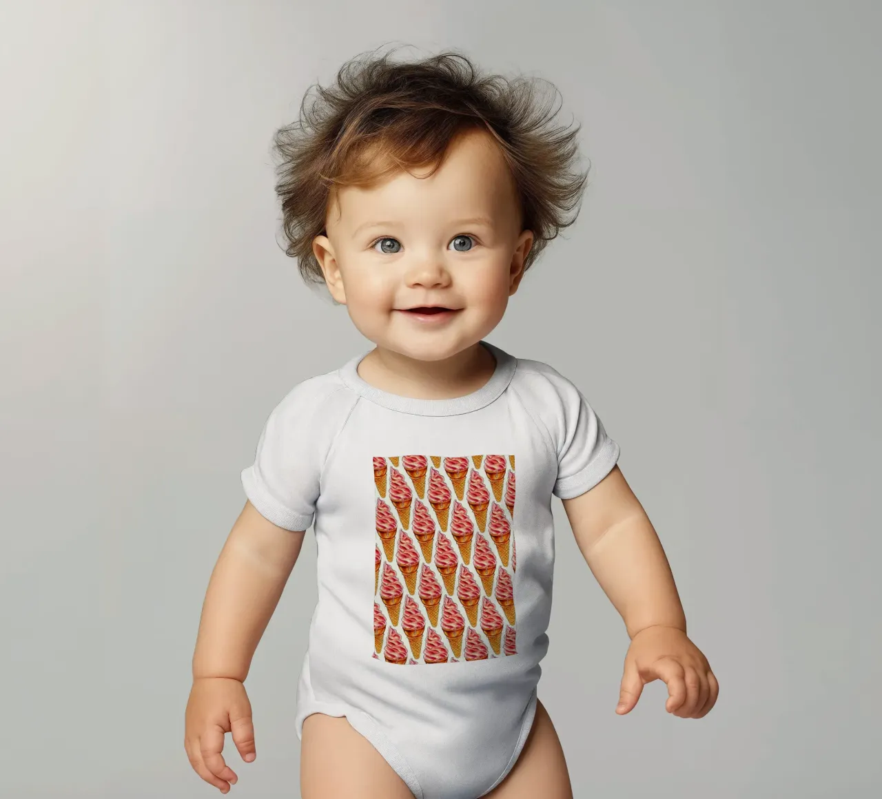 Strawberry Soft Serve Pattern Kurzarm Babybody von Kelly Gilleran