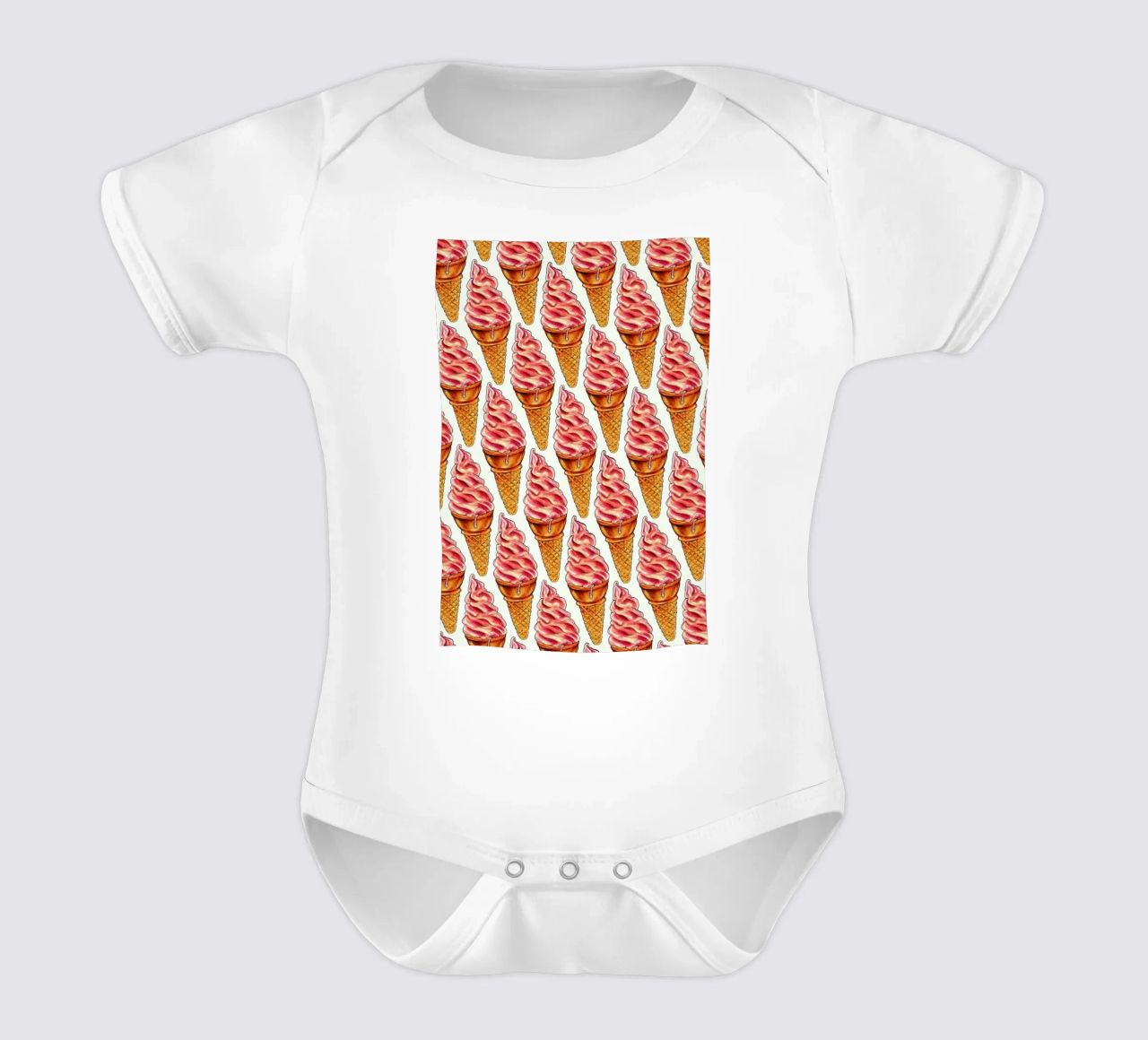 Strawberry Soft Serve Pattern body neonato maniche corte da Kelly Gilleran